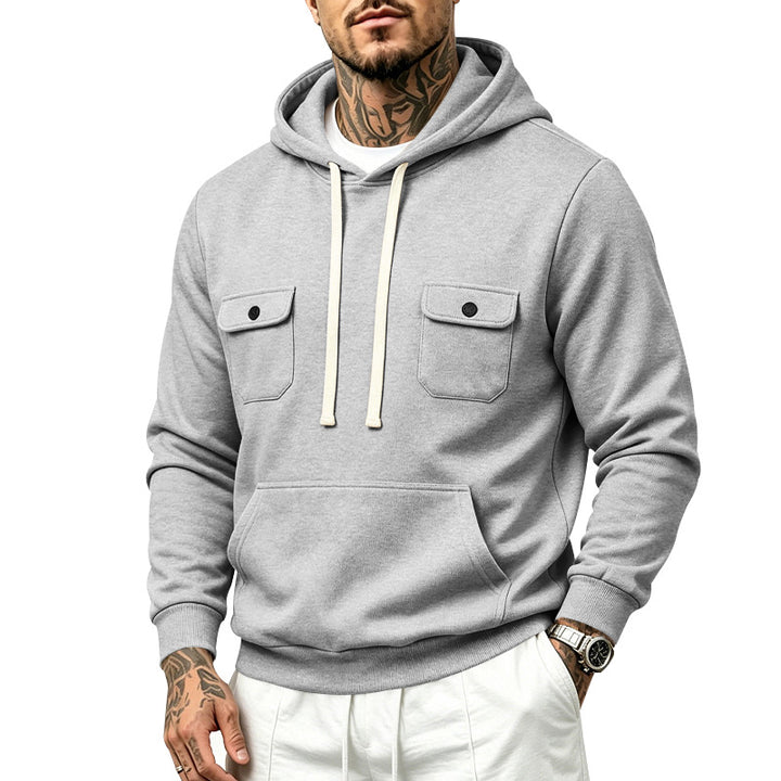 Men's hooded sweatshirt with double chest pockets and kangaroo pocket Mune Fashion