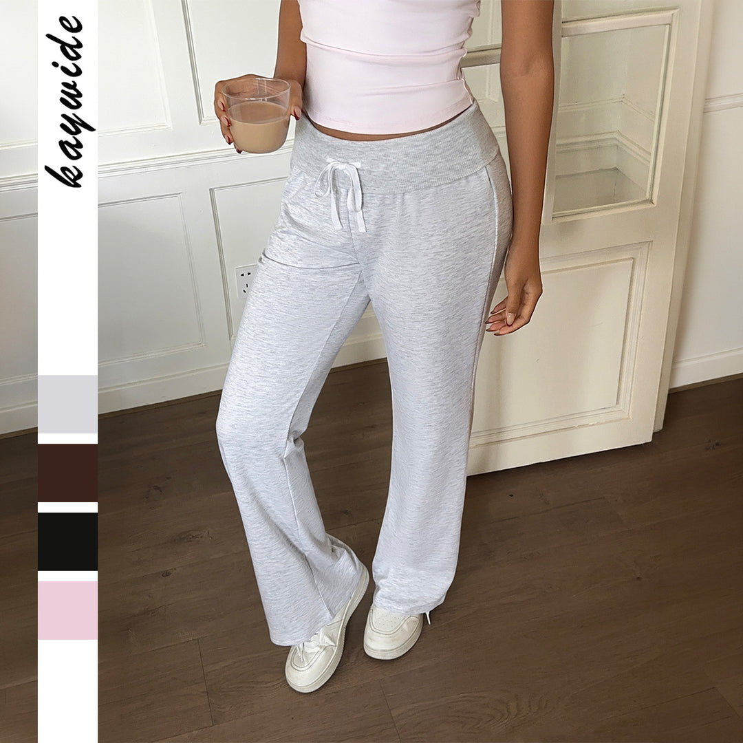 Women's loose lounge pants with fold-over waistband, drawstring, and flowing jersey Mune Fashion