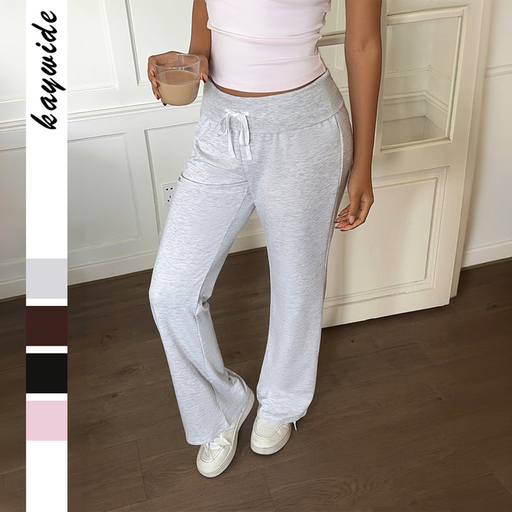 Women's loose lounge pants with fold-over waistband, drawstring, and flowing jersey Mune Fashion