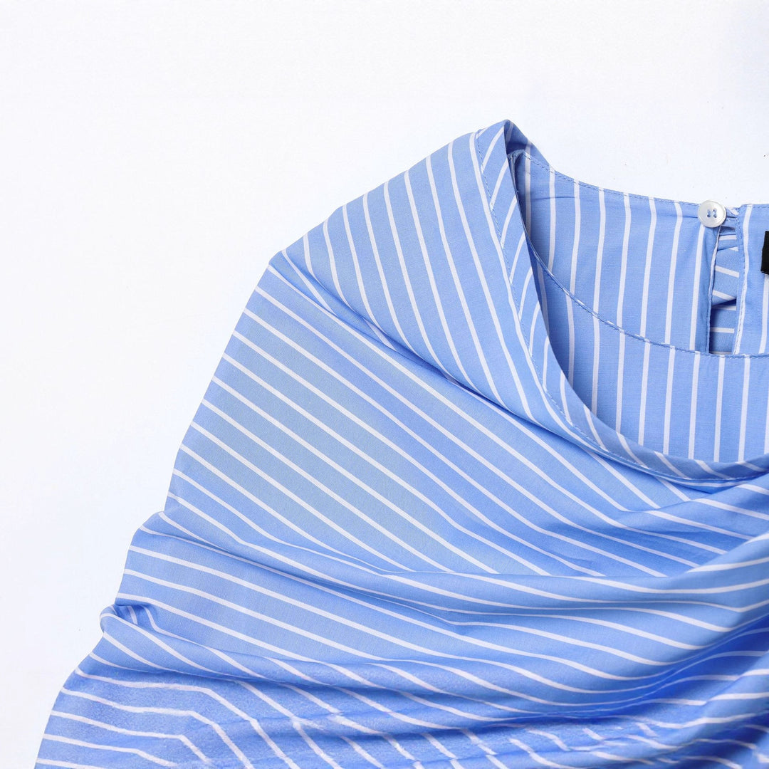 Women's cotton blouse with shoulder-detailed draped shawl collar and wide cuffs Mune Fashion