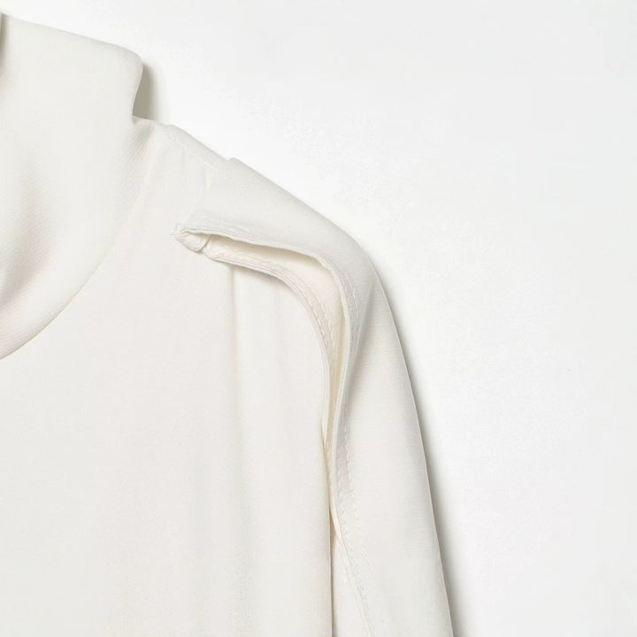 Women's Cropped Boxy Canvas Jacket with Funnel Neck, Snap Button Closure, and Shoulder Patches Mune Fashion