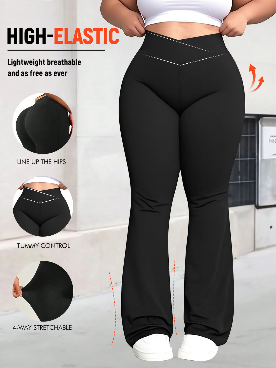 Ladies high-waisted shaping bootcut leggings with tummy control and 4-way stretch Mune Fashion