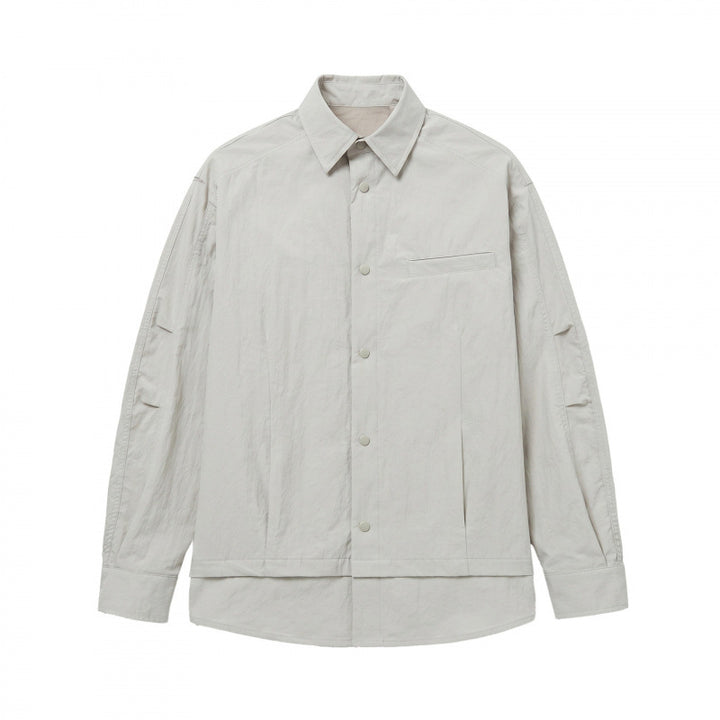 Unisex Oversized Shirt Jacket with Two-Layer Hem, Chest Welt Pocket and Structured Cotton Blend Mune Fashion