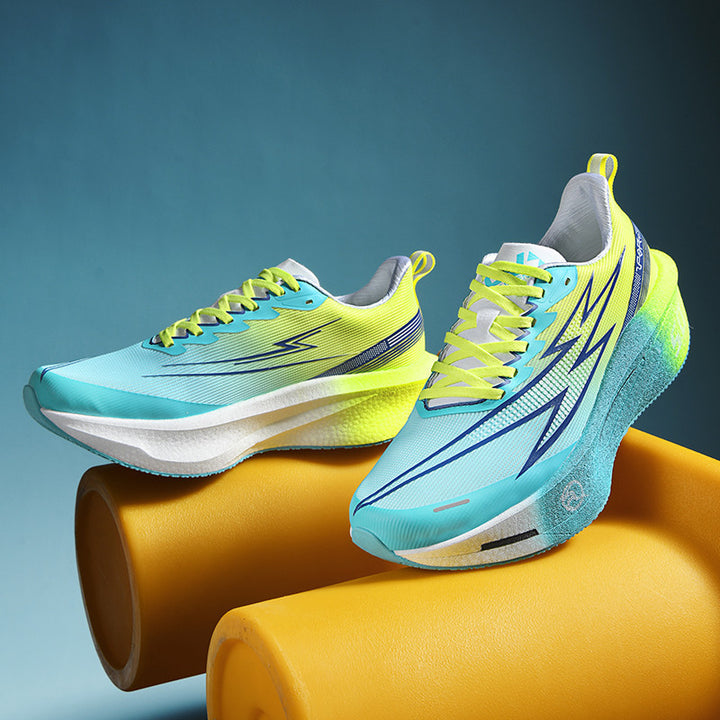 Unisex cushioned race platform running shoes with rocker midsole and breathable micro-mesh Mune Fashion