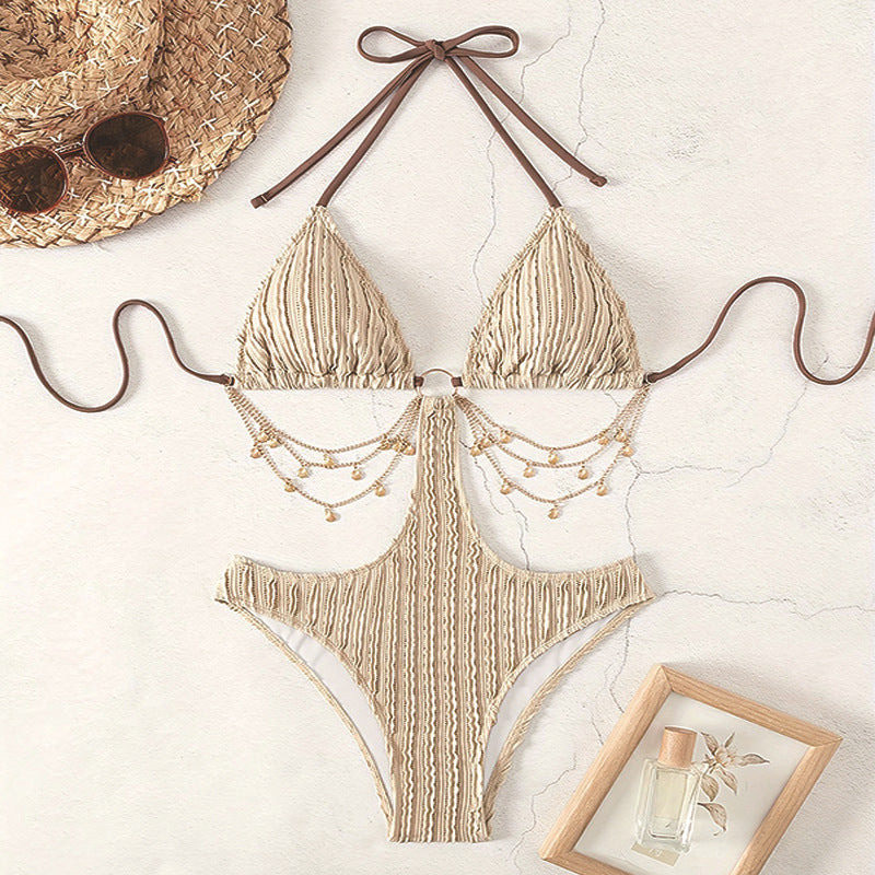 Ladies Triangle Bikini with stylish chain accents Mune Fashion