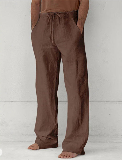 Men's light Relax Chino made of linen blend with loose leg, drawstring waistband and side pockets Mune Fashion