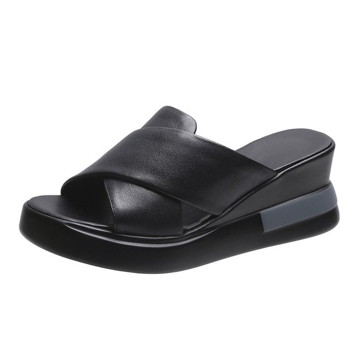 Women's city comfort wedge slippers with ergonomic viscoelastic footbed and seamless synthetic upper Mune Fashion