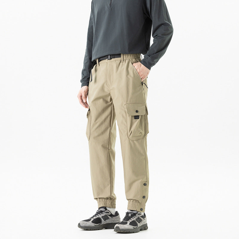 Men's Tapered Cargo Jogger Pants in Tactical Utility Style with Elastic Ankle Hem and Multiple Pockets Mune Fashion