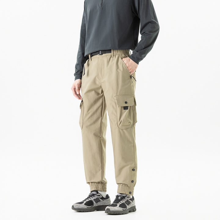 Men's Tapered Cargo Jogger Pants in Tactical Utility Style with Elastic Ankle Hem and Multiple Pockets Mune Fashion