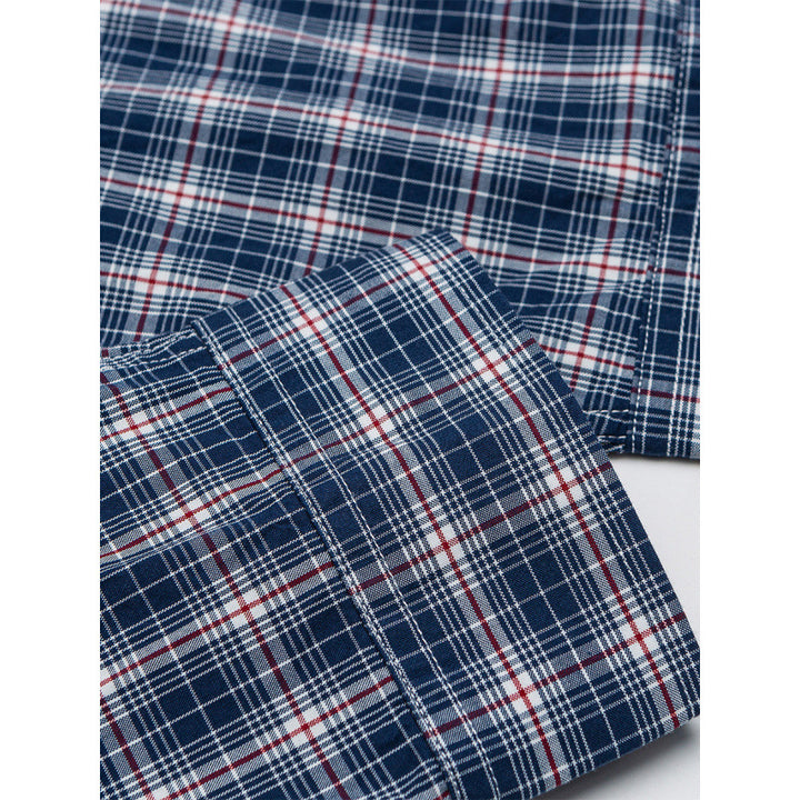 Men's Casual Check Shirt in Overshirt Style with Button-Down Collar and Rounded Hem Mune Fashion