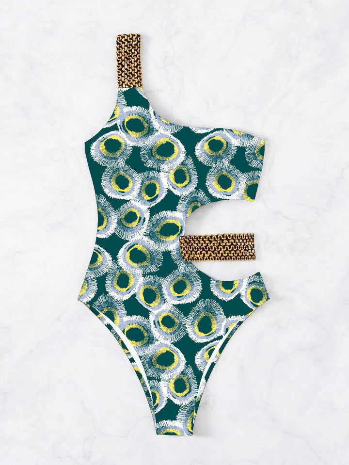 Women One-Piece Designer Swimsuit with Asymmetrical Cut and Fashionable Straps Mune Fashion