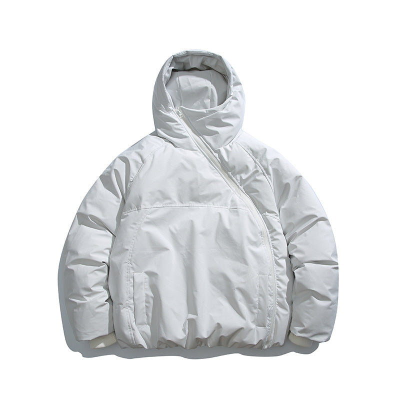 Unisex Padded Oversized Quilted Jacket with Asymmetrical Zipper Mune Fashion