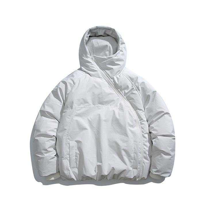 Unisex Padded Oversized Quilted Jacket with Asymmetrical Zipper Mune Fashion