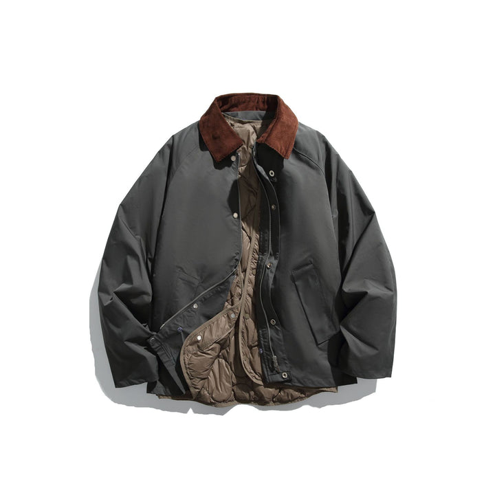Men's Windproof Blouson with Cord Collar and Removable Padded Lining Mune Fashion