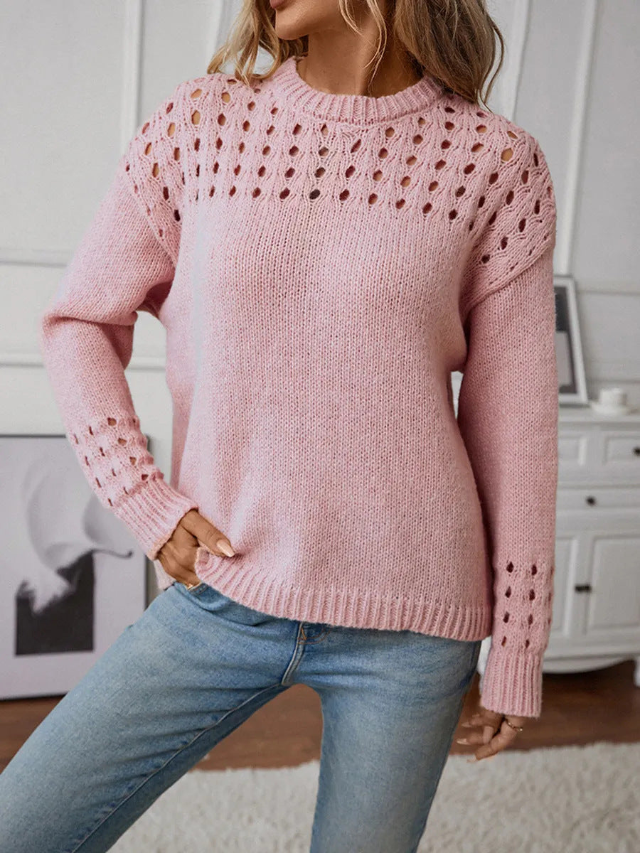 Women’s Fashion Knit Sweater with Lace Pattern