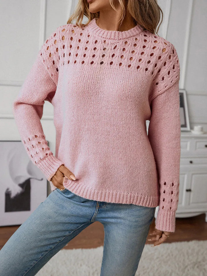 Women’s Fashion Knit Sweater with Lace Pattern