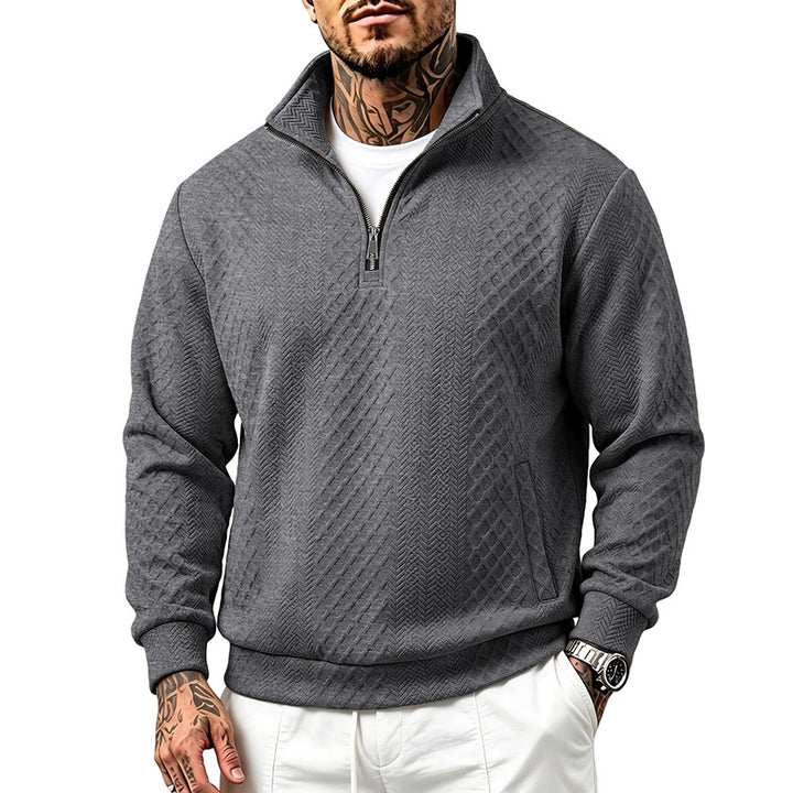Men's troyer sweatshirt with fine diamond structure, half zip and side pockets Mune Fashion