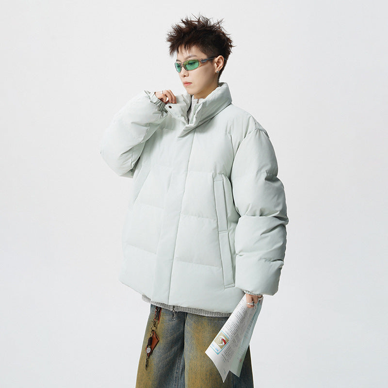 Men's Short Cut Oversized Quilted Jacket with High Collar Mune Fashion