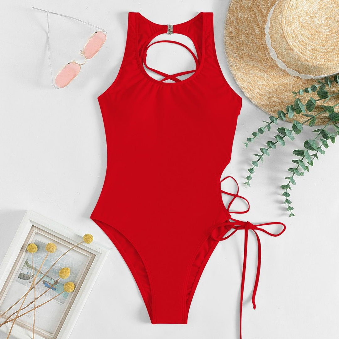 Women's High-Cut Swimsuit with Refined Lacing Design Mune Fashion