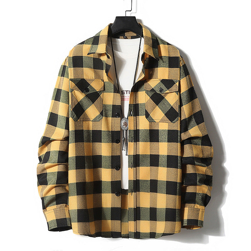 Men's Checked Flannel Shirt Jacket with Chest Pockets and Relaxed Fit Mune Fashion