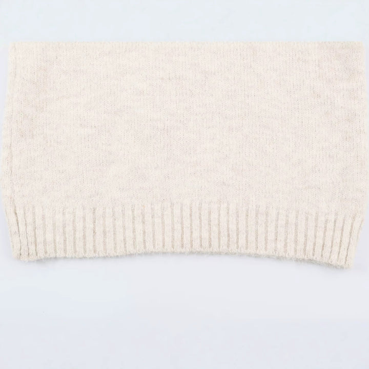 Women's Oversized Knit Sweater with High Ribbed Collar, Button Detail and V-Neck Mune Fashion