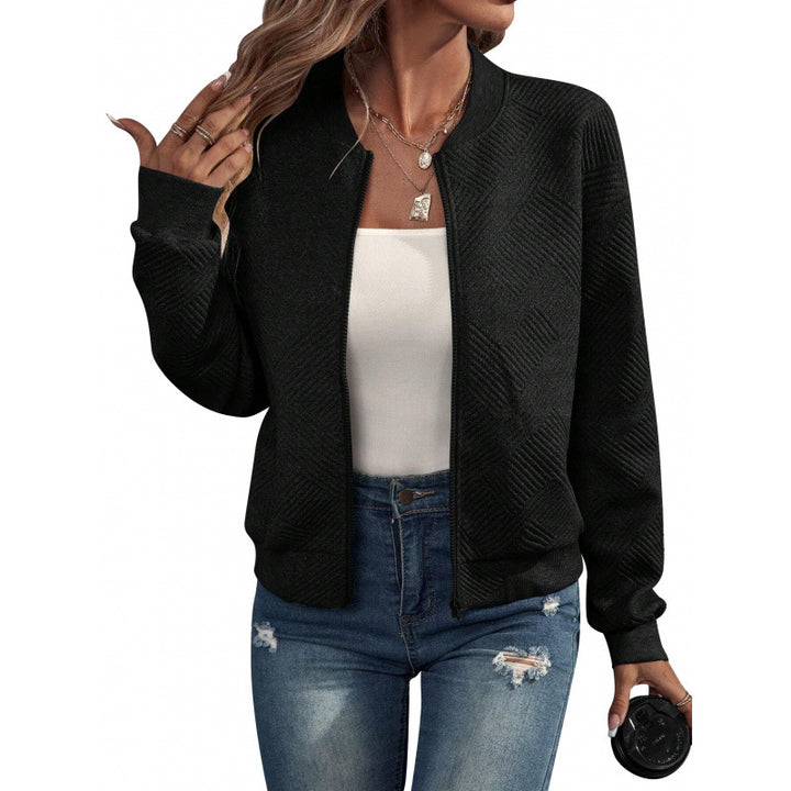 Women's structured knit bomber jacket with full zip and ribbed cuffs Mune Fashion