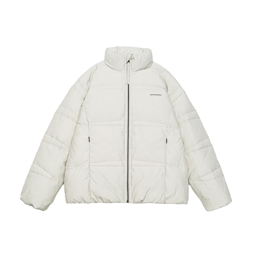 Men's Shorter Oversized Padded Puffer with High Stand Collar and Metal Zipper Mune Fashion