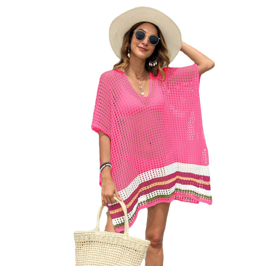 Women's airy beach sarong with colorful crochet pattern Mune Fashion