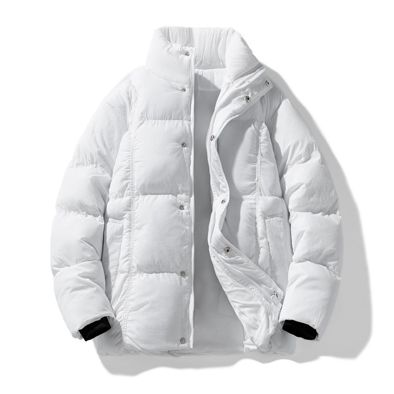 Men's quilted thermally insulated winter jacket with high stand-up collar and concealed snap button placket Mune Fashion