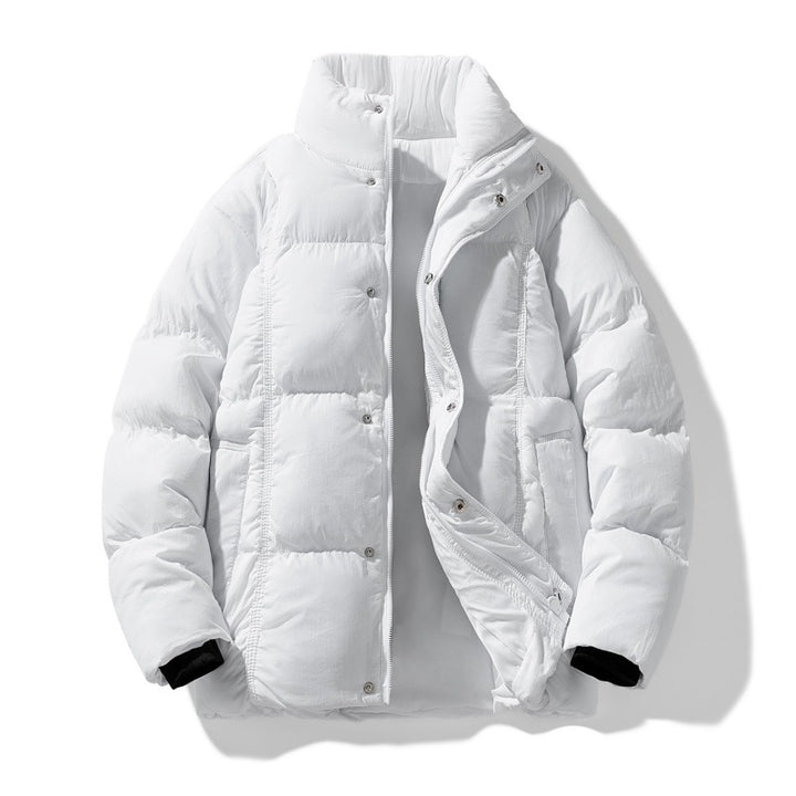 Men's quilted thermally insulated winter jacket with high stand-up collar and concealed snap button placket Mune Fashion
