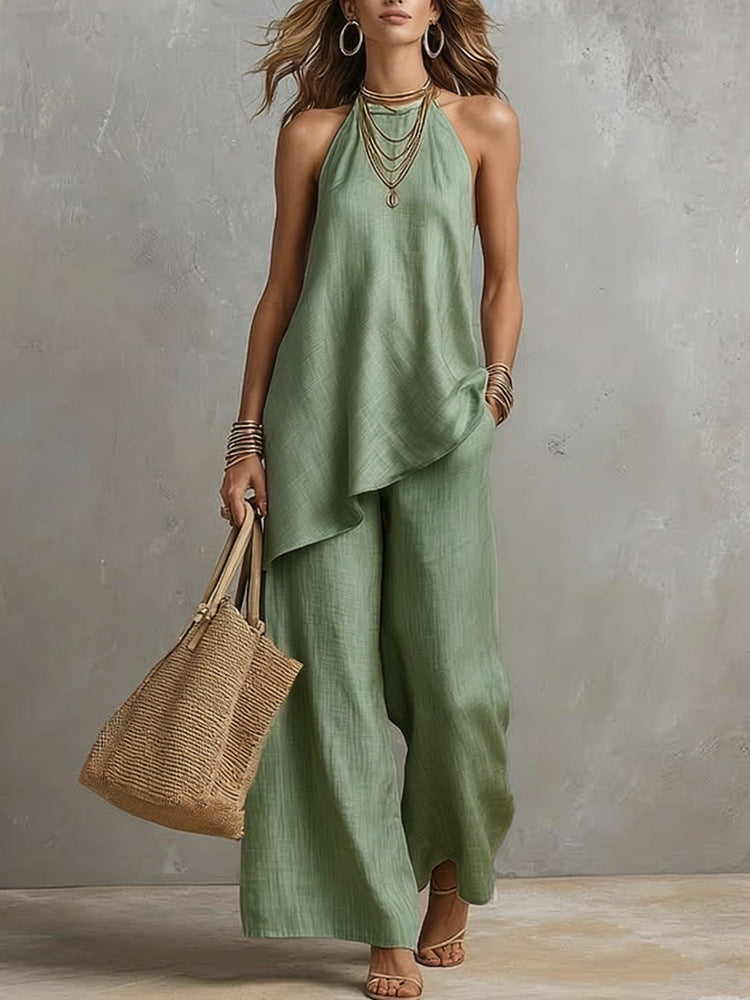 Women airy jumpsuit with asymmetrical cut Mune Fashion