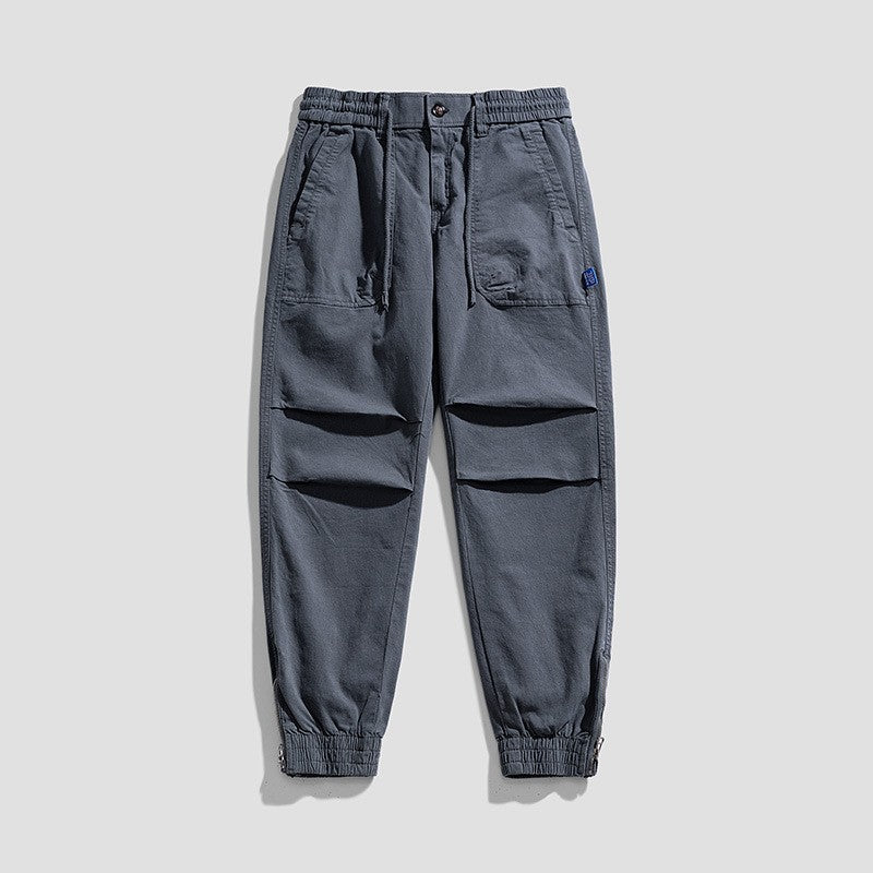 Men's Relaxed-Fit Canvas Cargo Jogger with elastic drawstring waistband, patch front pockets and zipper cuffs Mune Fashion