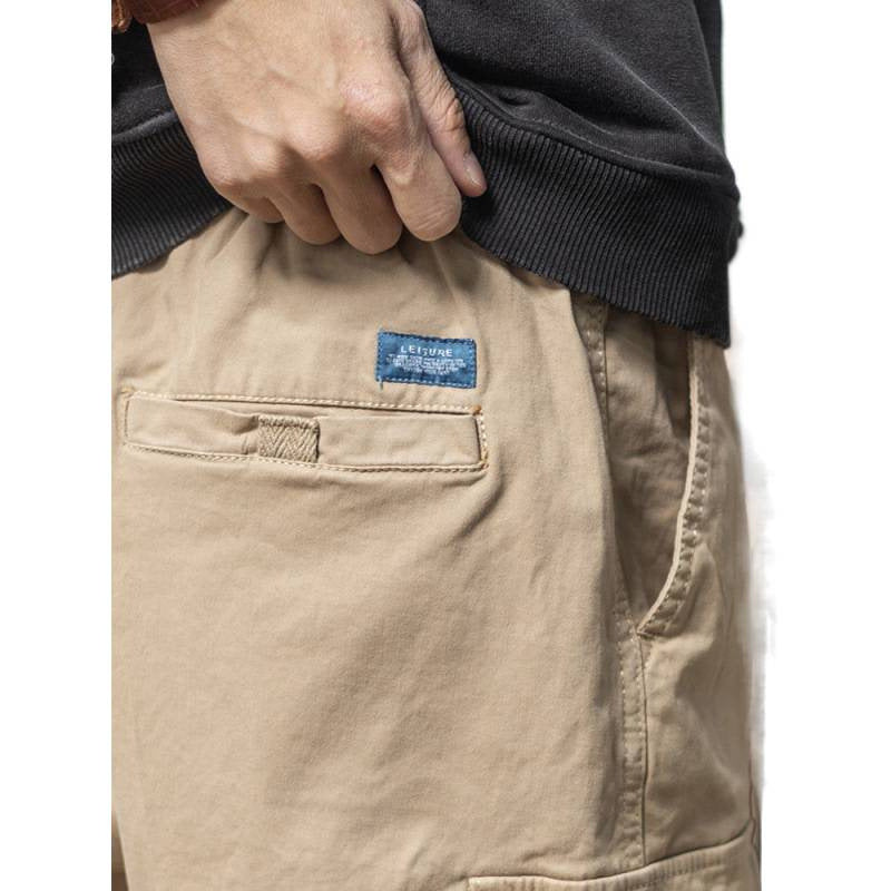 Men's Utility Cargo Pants with Drawstring, Elastic Hem and Multiple Pockets Mune Fashion