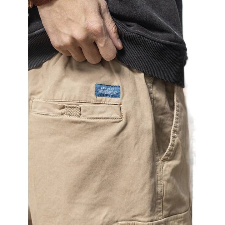 Men's Utility Cargo Pants with Drawstring, Elastic Hem and Multiple Pockets Mune Fashion
