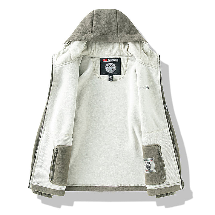 Men's fleece jacket with high collar, brushed inner side and concealed zip pockets Mune Fashion