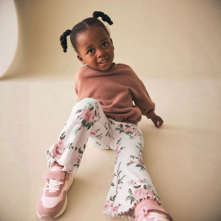 Girls Flared Leggings with Floral Patterns Mune Fashion