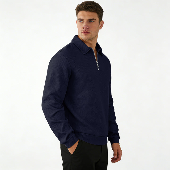 Men's Structured Half-Zip Sweater with Collar and Ribbed Cuffs Mune Fashion