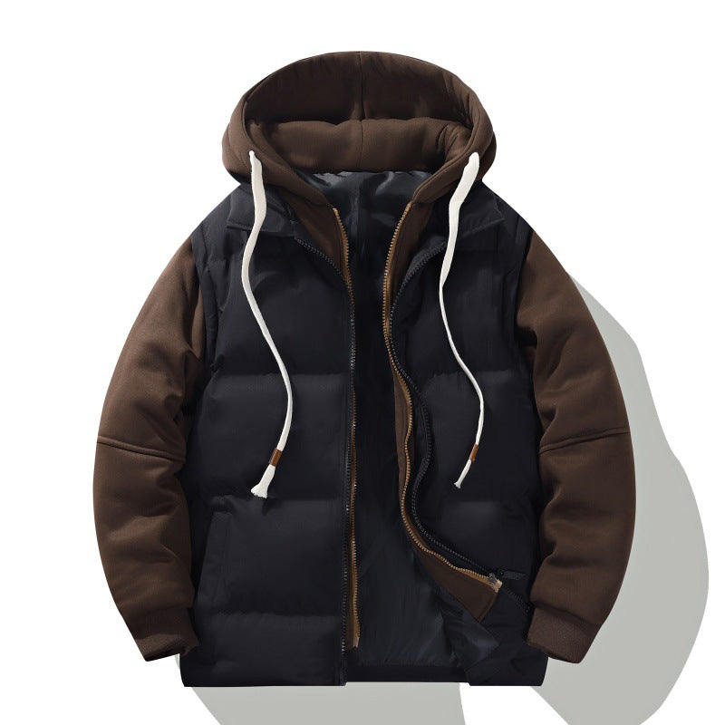 Men's two-layer hooded quilted jacket with detachable padding and soft sleeve panels Mune Fashion