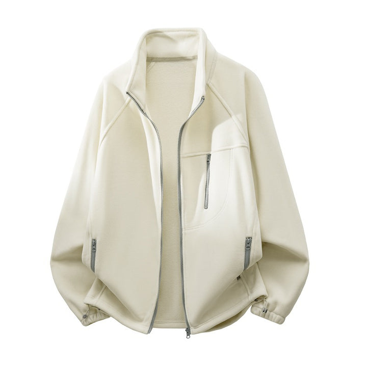 Men's fleece jacket with high stand-up collar, multiple zip pockets, and ergonomic raglan cut Mune Fashion