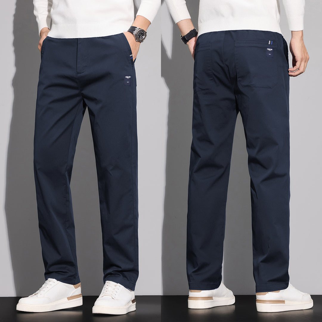 Men's cotton chinos with straight cut and patch back pockets Mune Fashion