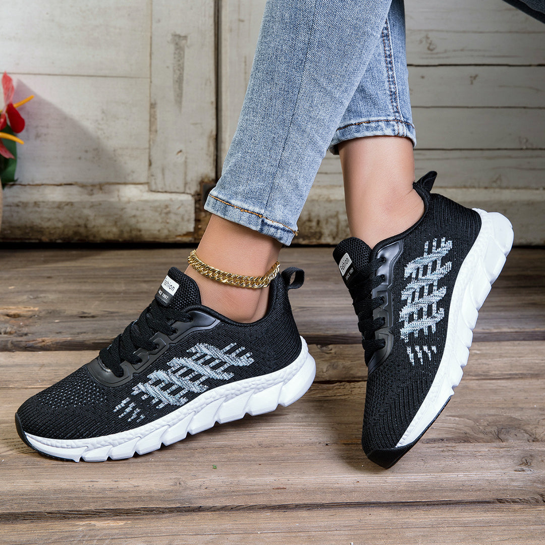 Women's knitted slip-on sneakers with elastic shaft, decorative lacing, and segmented cushioning sole Mune Fashion
