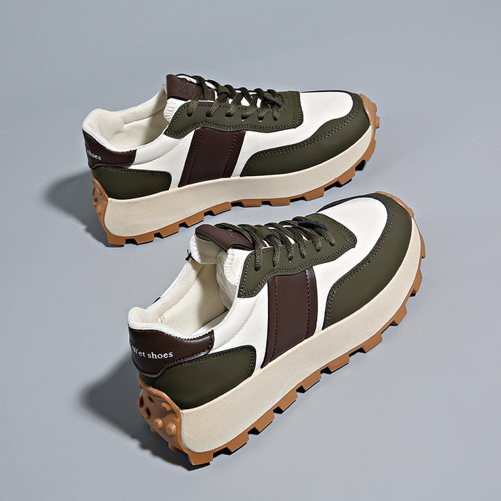 Women's Platform Casual Sneaker with profiled rubber sole and suede overlays Mune Fashion