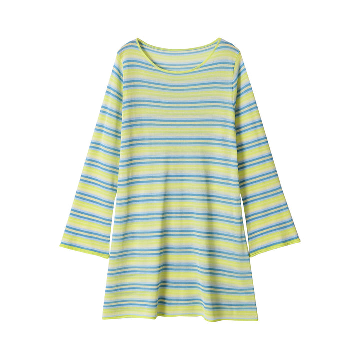 Women’s fine knit long sleeve with horizontal stripe pattern and wide sleeve opening Mune Fashion