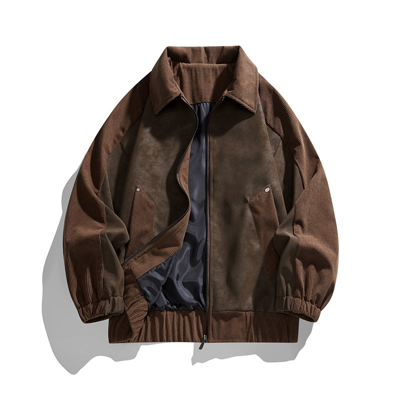 Men's faux velvet bomber jacket in oversized boxy cut with two-way zipper & elastic hem Mune Fashion