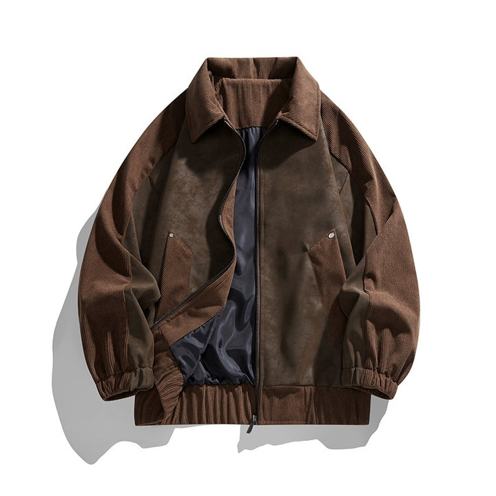 Men's faux velvet bomber jacket in oversized boxy cut with two-way zipper & elastic hem Mune Fashion