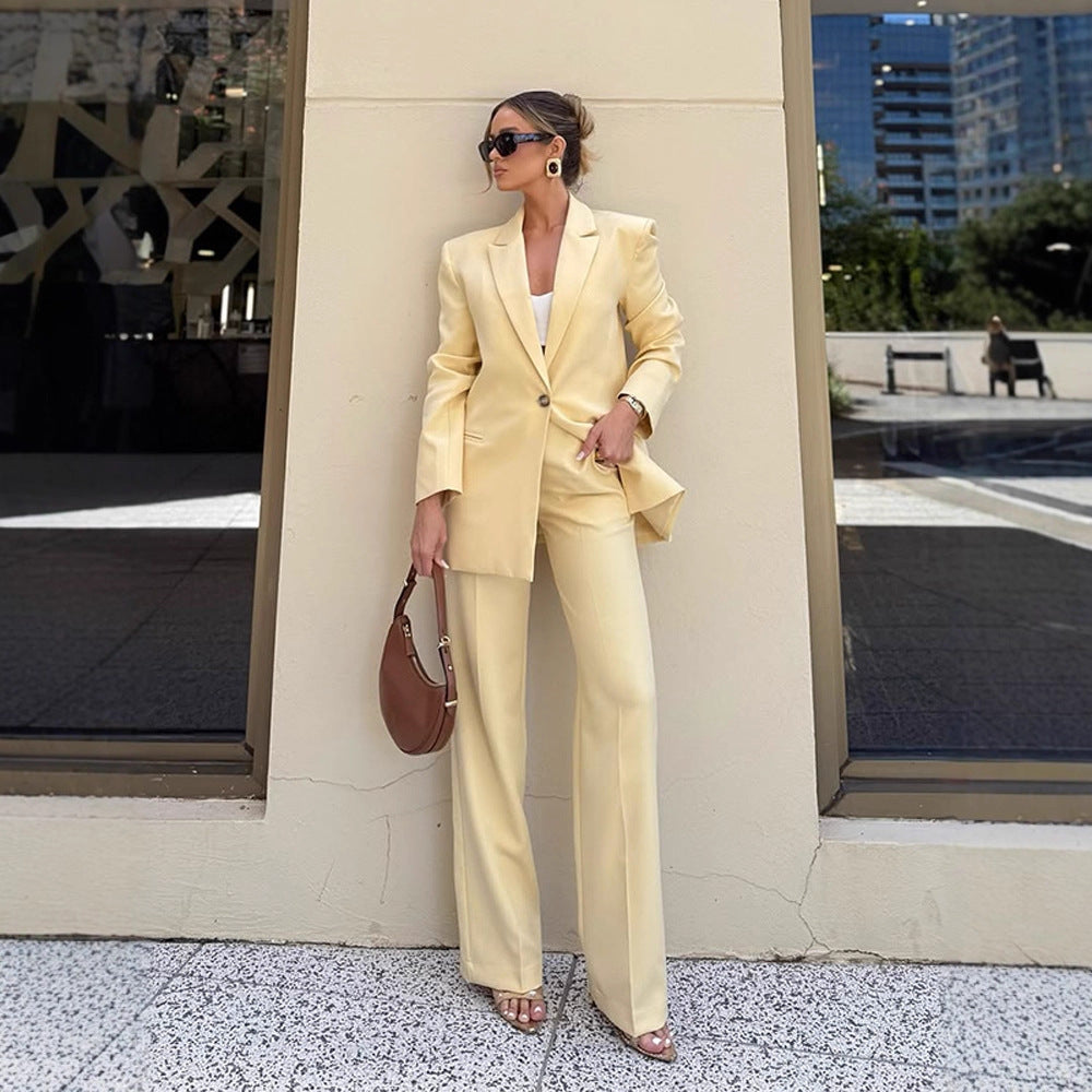 Women's Elegant Oversized Blazer with High Waist and Wide Leg Pants Mune Fashion
