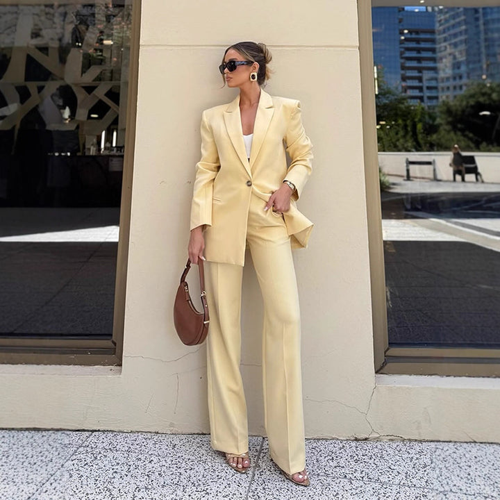 Women's Elegant Oversized Blazer with High Waist and Wide Leg Pants Mune Fashion