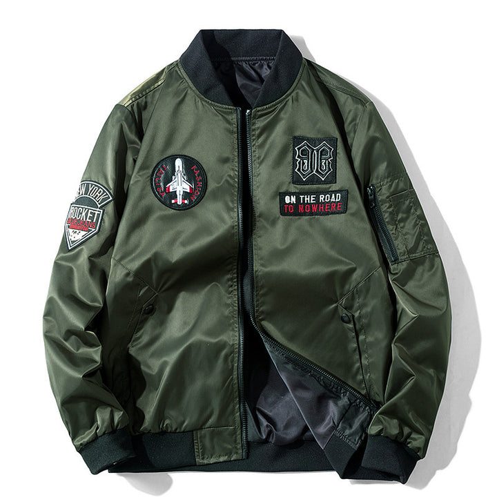 Men's bomber jacket in aviator style with patch applications, nylon shell and arm pocket Mune Fashion