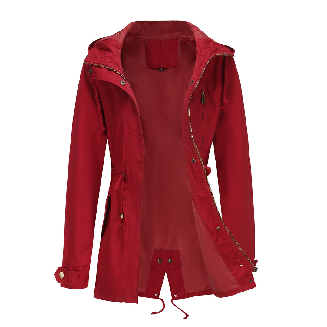Women's slightly tailored light parka with hood drawstring and two-way zipper Mune Fashion