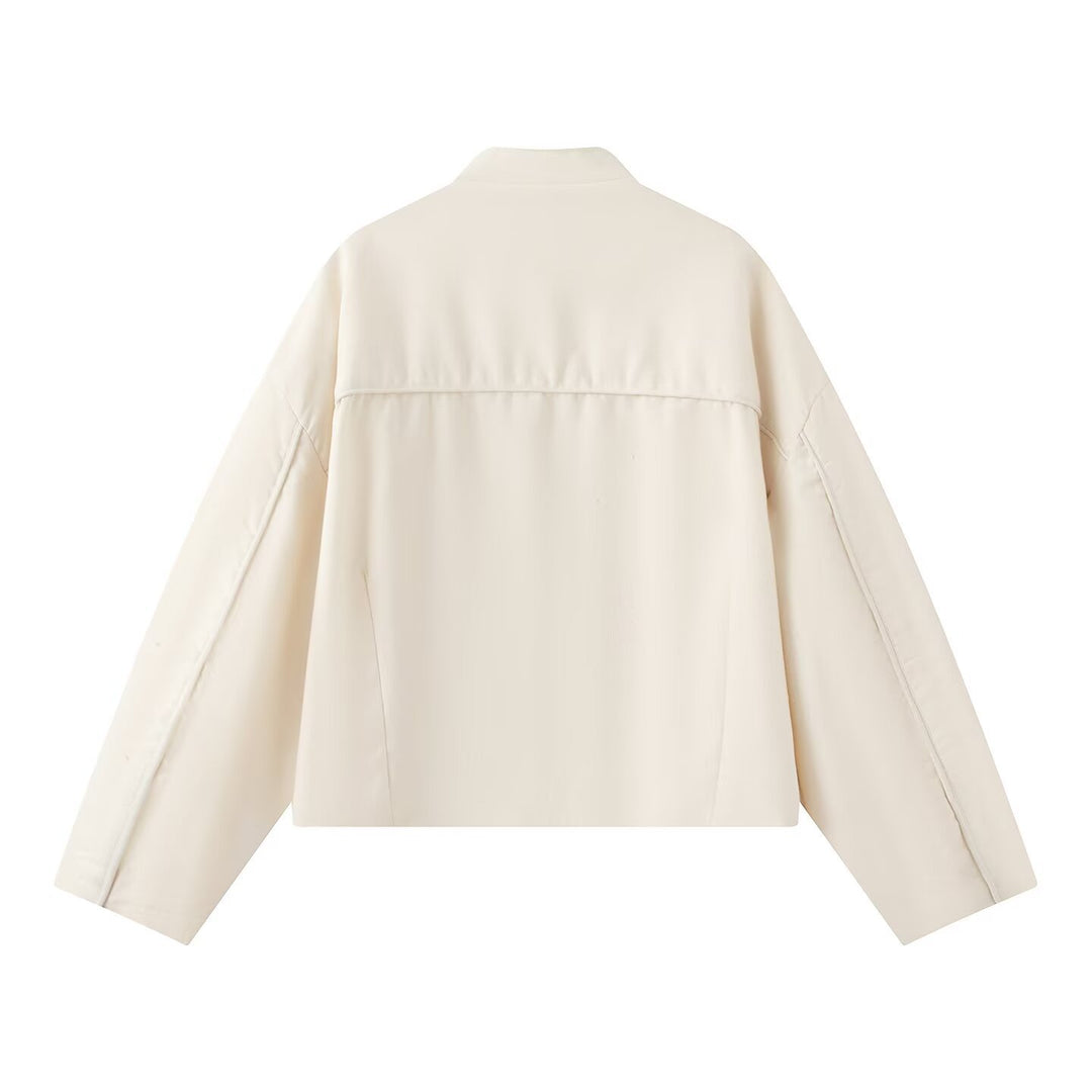 Women's Boxy Jacket with Stand-Up Collar and Toggle Fastenings Mune Fashion